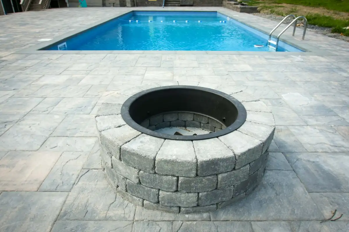 In-ground fiberglass swimming pool installation in New Windsor NY by Lawn Spa Landscaping